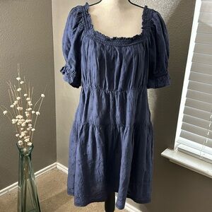 Old Navy ruffle summer dress with pockets navy blue size L